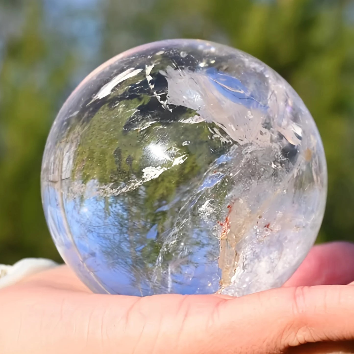 CrystalHola Clear Quartz Sphere Polished Home Decor Gift