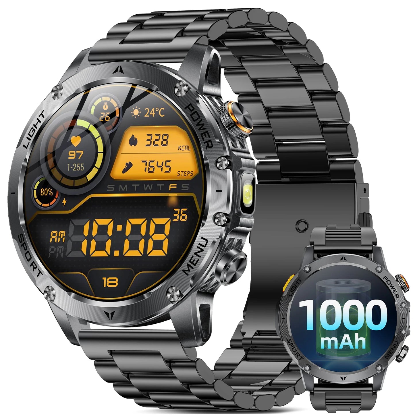 Military Smartwatch With HD Screen And Over 100 Sports Modes