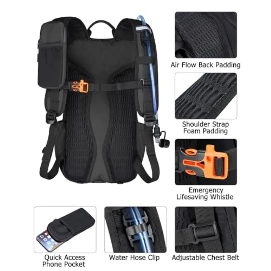 Hydration Backpack With 3L Water Bladder For Hiking And Cycling