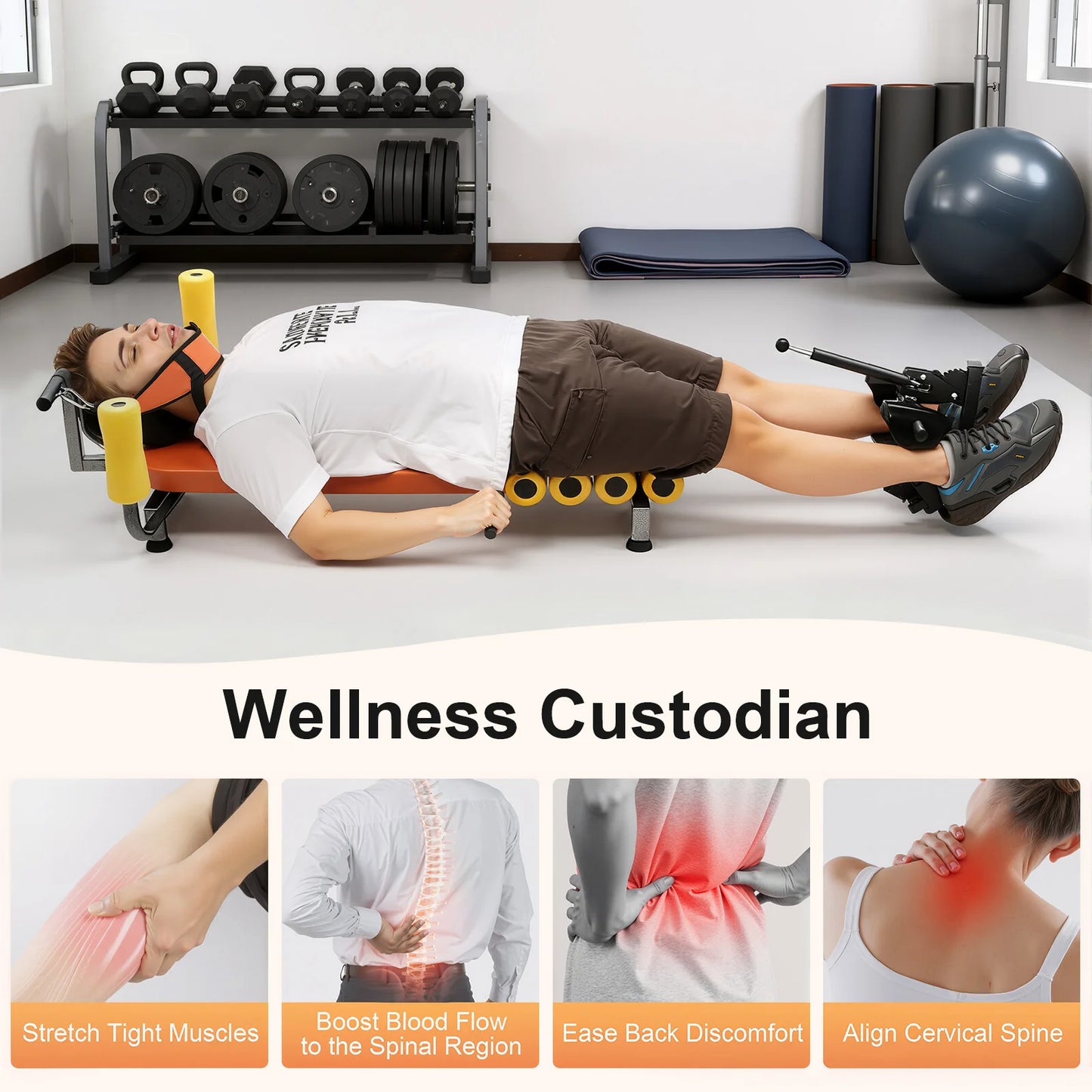 Adjustable Back Stretch Bench for Spinal Decompression Neck Pain Relief