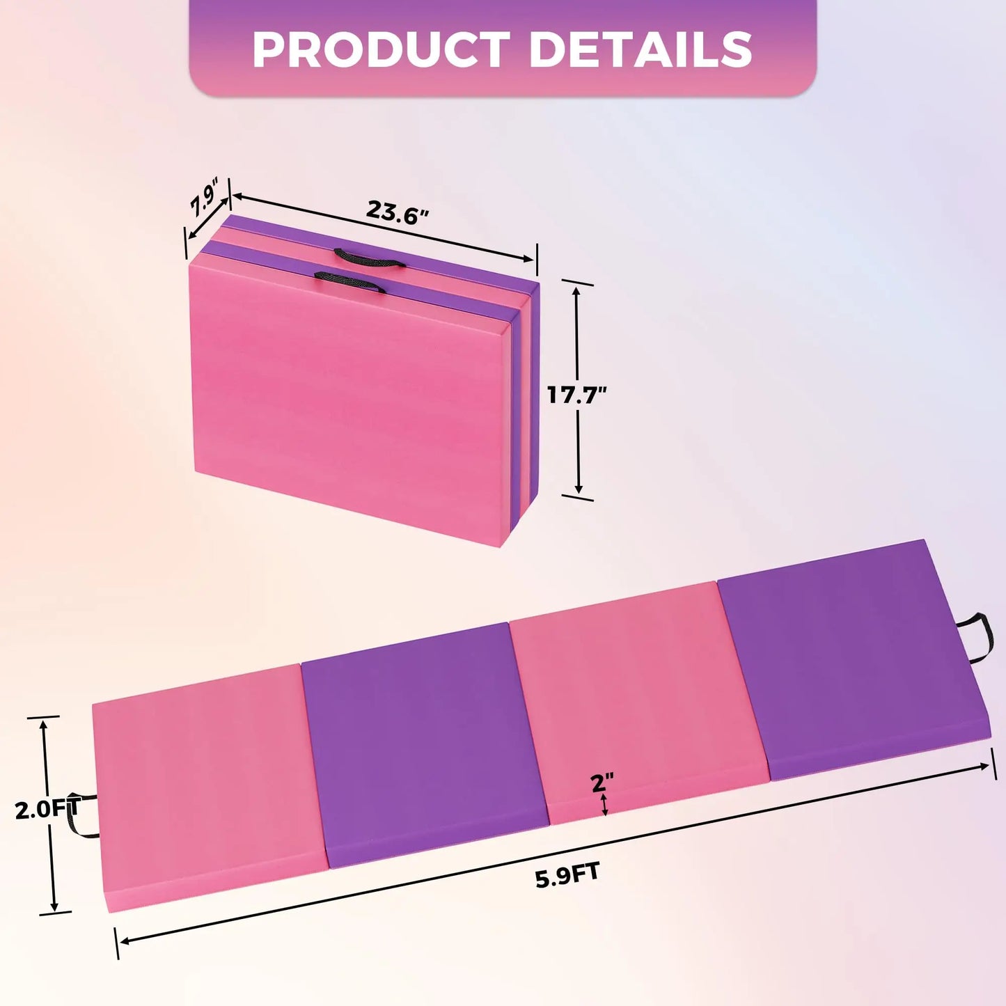 HiMISS Gymnastics Mat Thick Portable Home Workout Pad Yoga Pilates