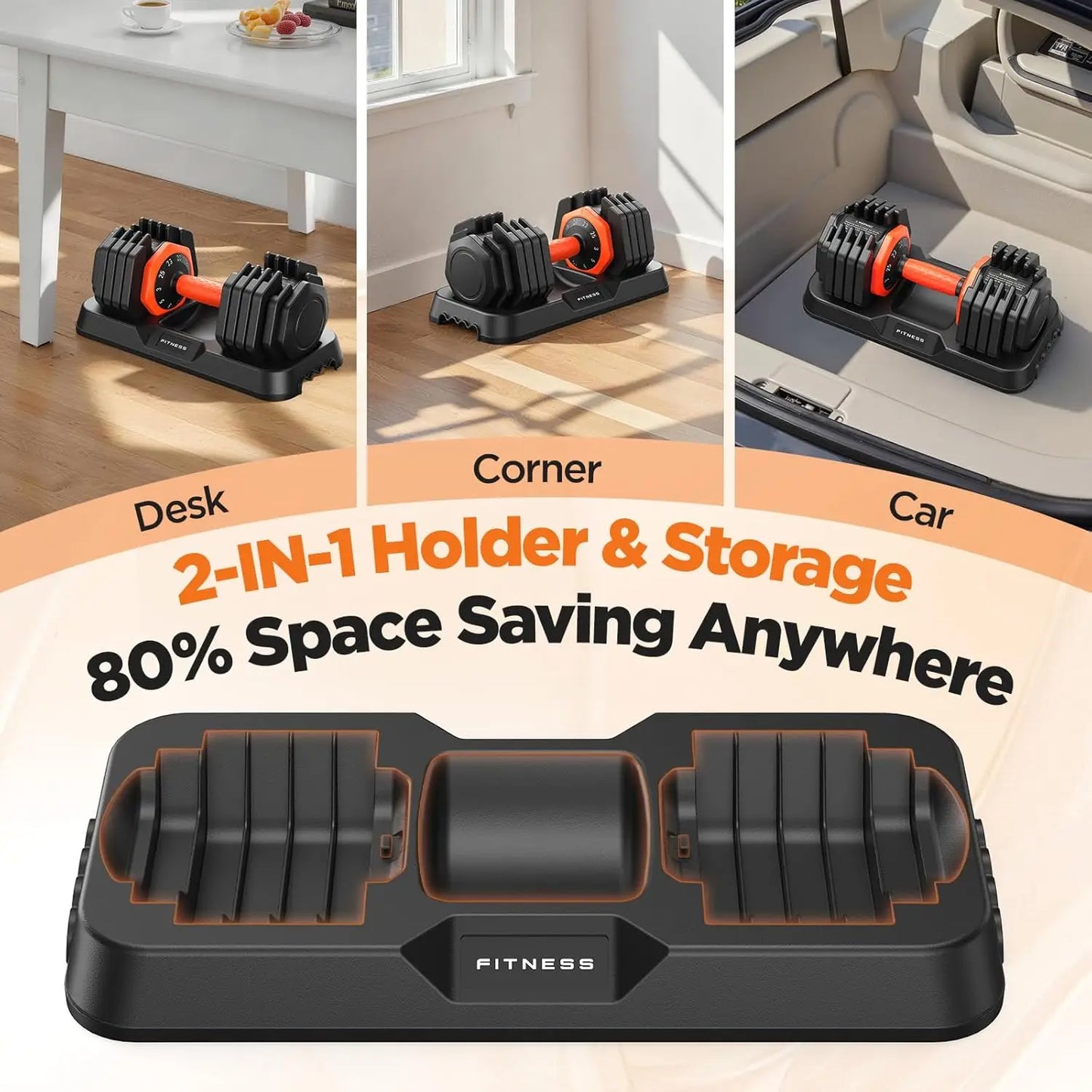 FED Fitness Adjustable Dumbbells Set With Storage Box