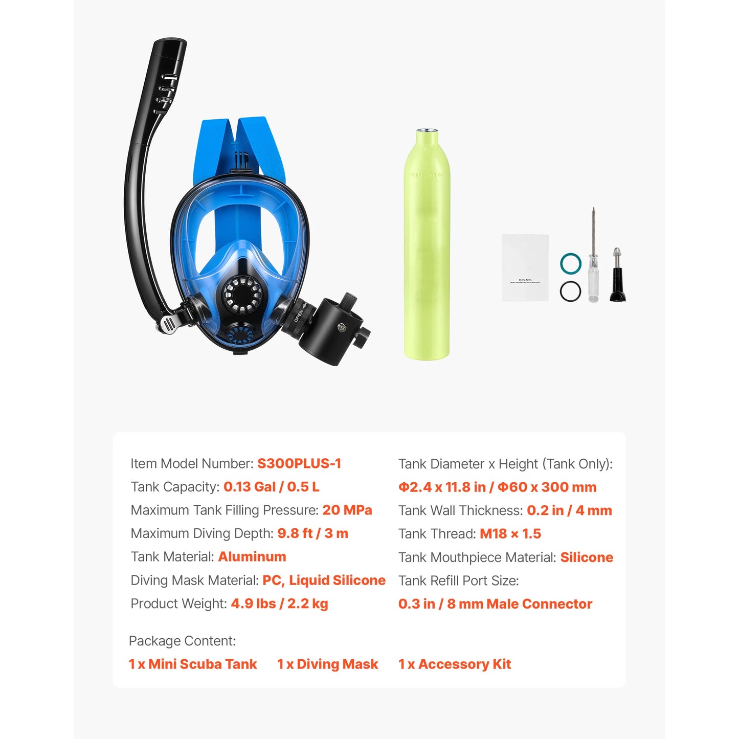 Mini Scuba Tank Portable Underwater Breathing Emergency Rescue