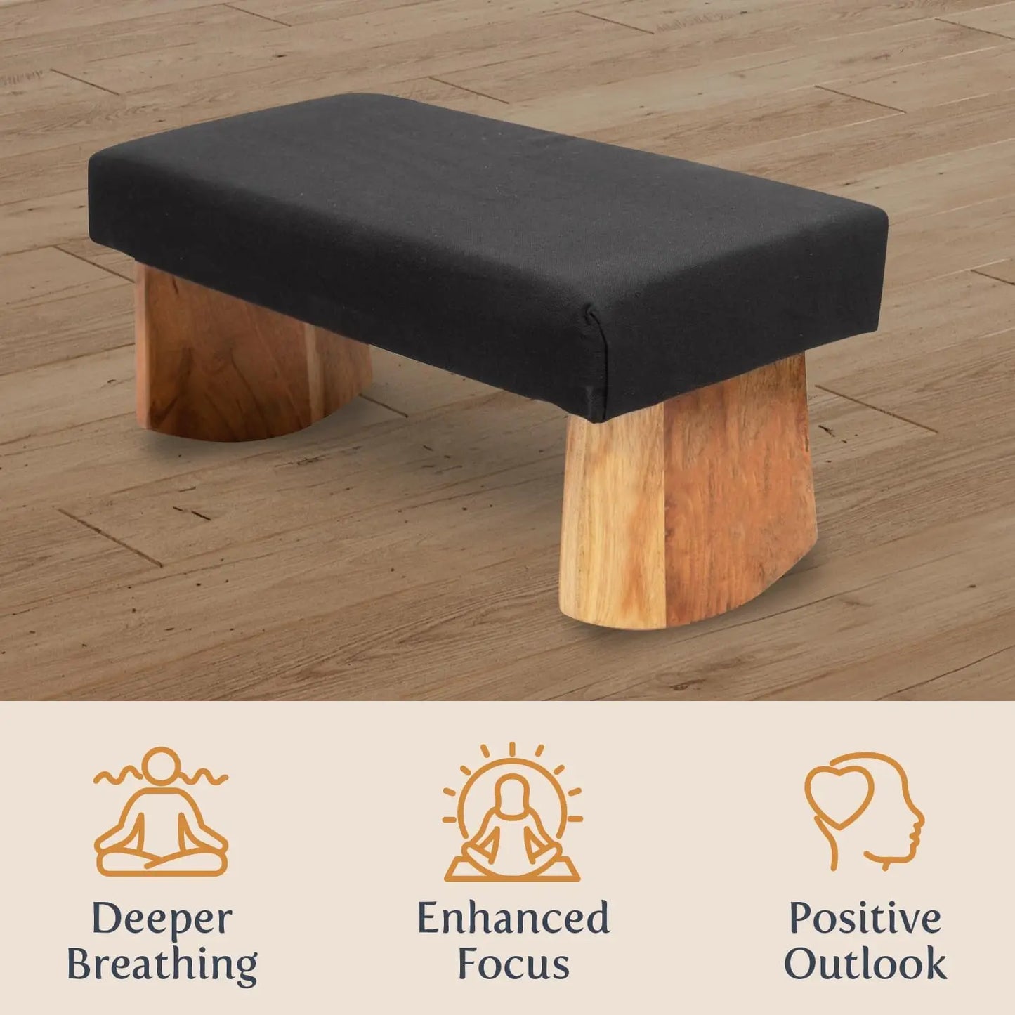 Acacia Wood Meditation Bench for Perfect Posture Seiza Stool