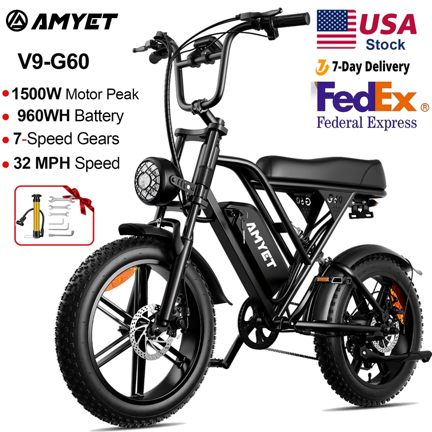 Amyet 1000W Electric Bike 48V Lithium Battery Mountain Ebike