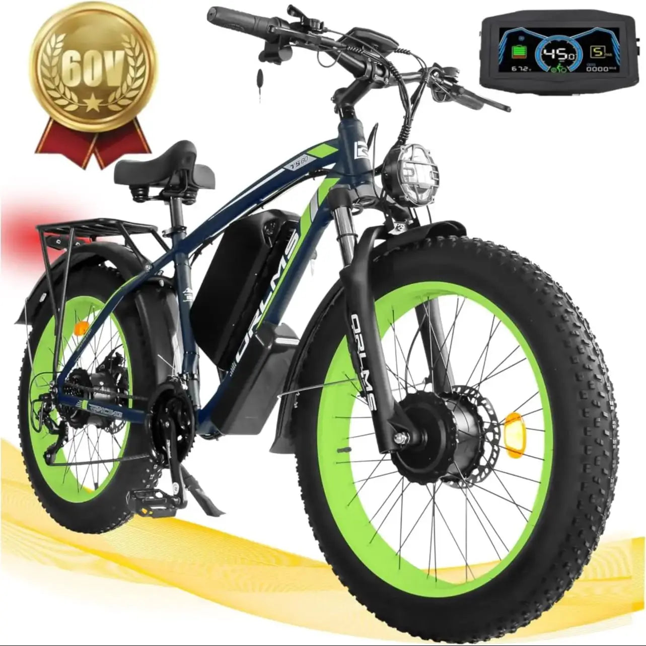 TS60 5000W Dual Motor EBike 60V 25Ah Battery Alloy Frame