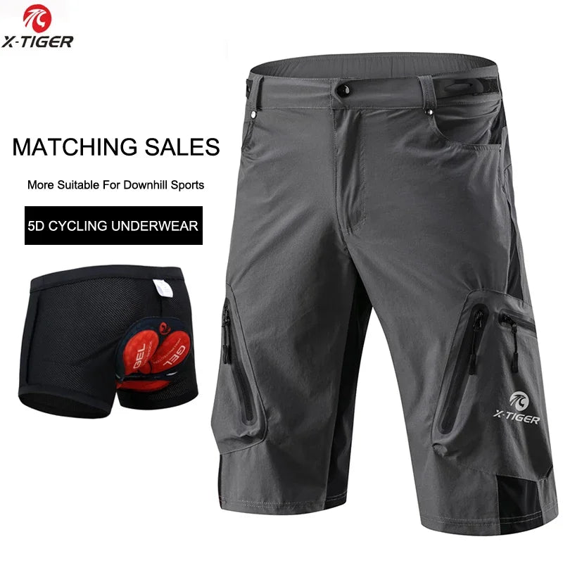 X-TIGER Men Cycling Shorts With 5D Gel Pad MTB Downhill