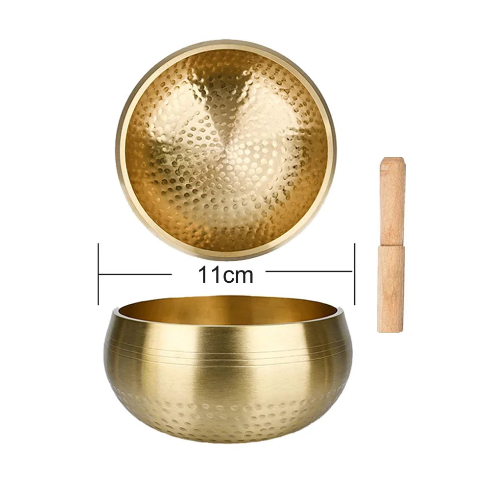 NONED Tibetan Brass Singing Bowl for Sanskrit Yoga Meditation and Healing