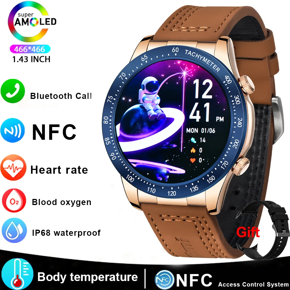 Smart Watch For Men AMOLED Bluetooth Heart Rate Fitness Tracker