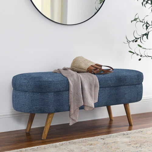 TODRANI Boucle Storage Ottoman Bench Flip Top with Safety Hinge
