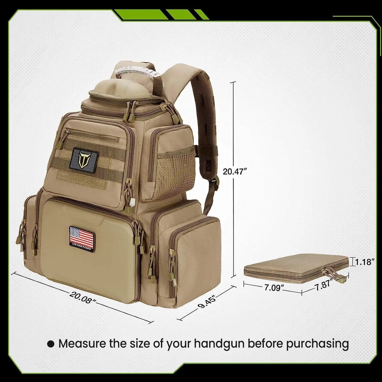 XMSJ Tactical Range Backpack Gun Ammo Pistol Case Pro Edition