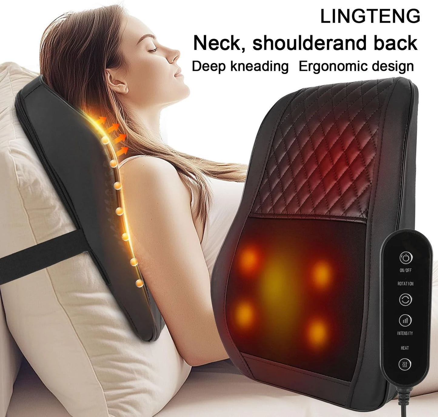LINGTENG 3D Kneading Back Massager With Heat