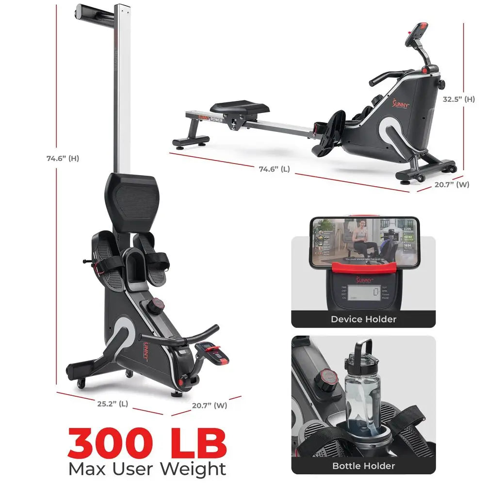 YTYIN Smart Flippable Magnetic Rower With Quiet Stainless Rail