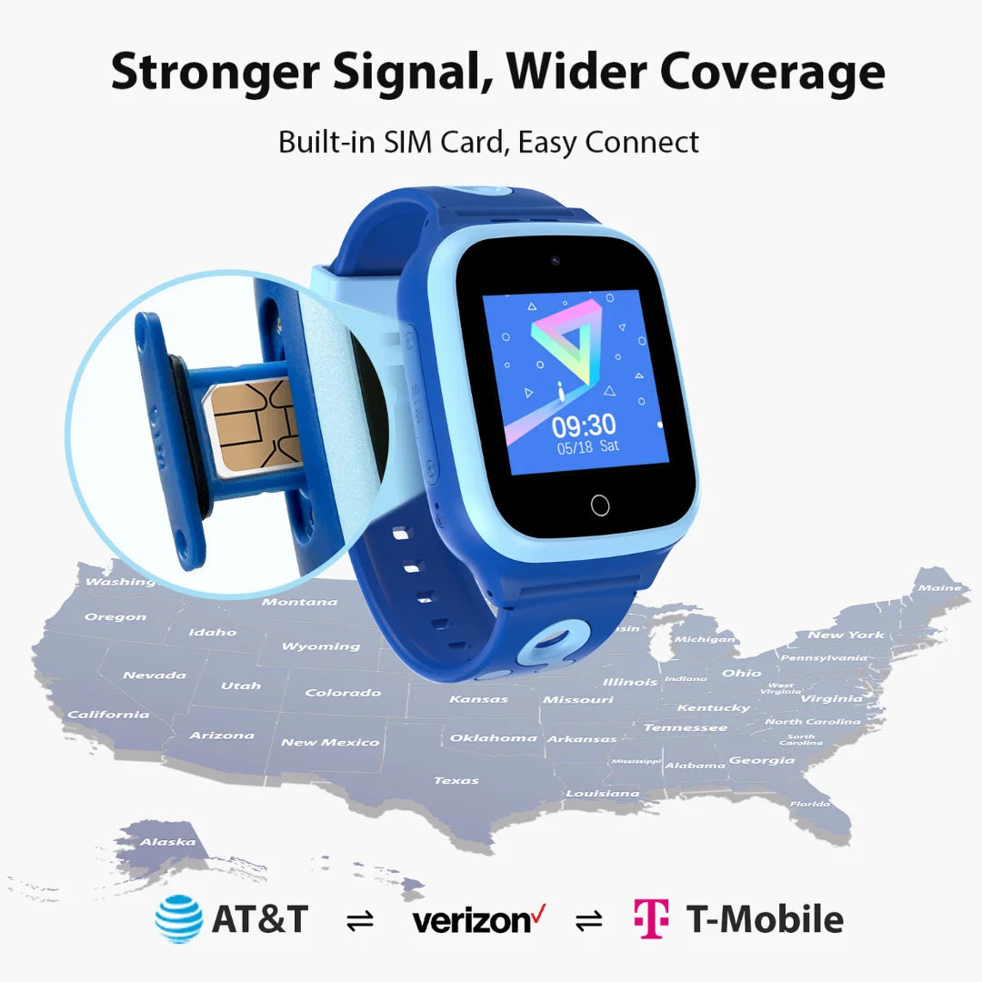 4G Kids Smart Watch With GPS Video Call Voice Chat SIM Card