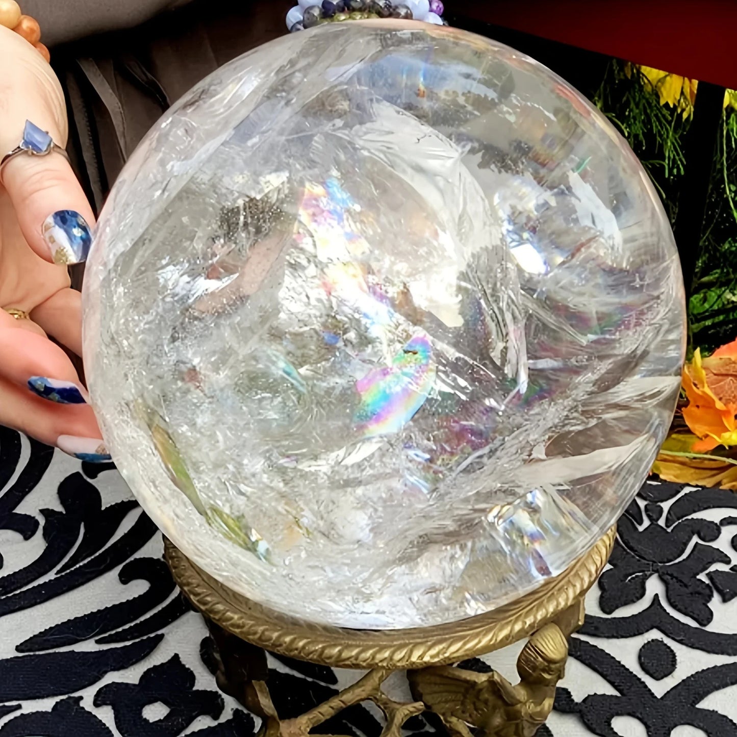 CrystalHola Clear Quartz Sphere Polished Home Decor Gift