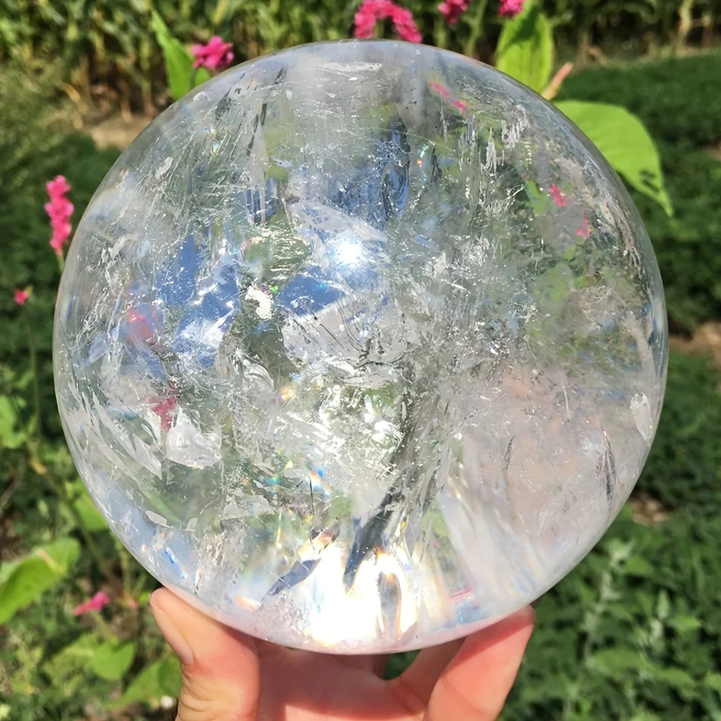 CrystalHola Clear Quartz Sphere Polished Home Decor Gift