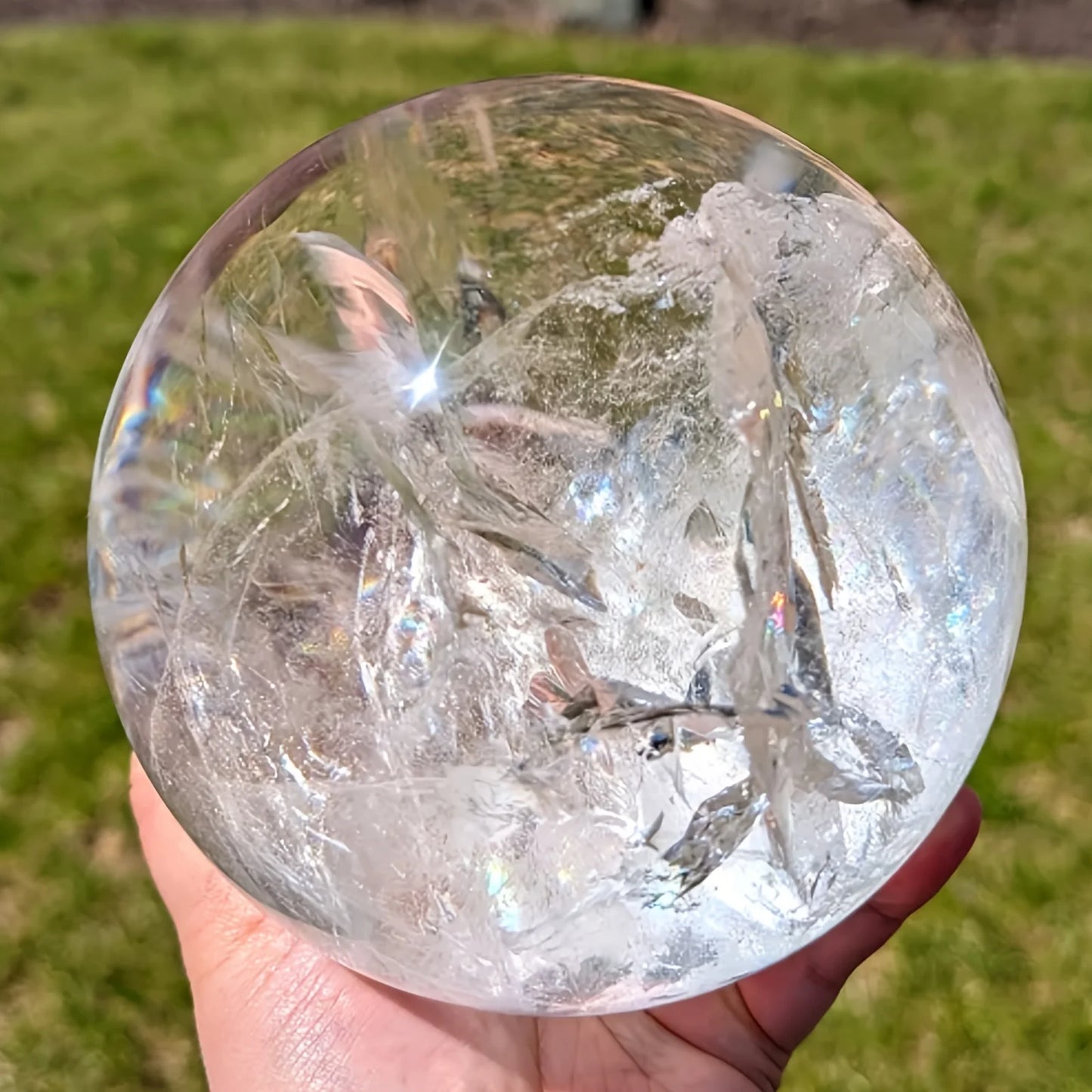 CrystalHola Clear Quartz Sphere Polished Home Decor Gift