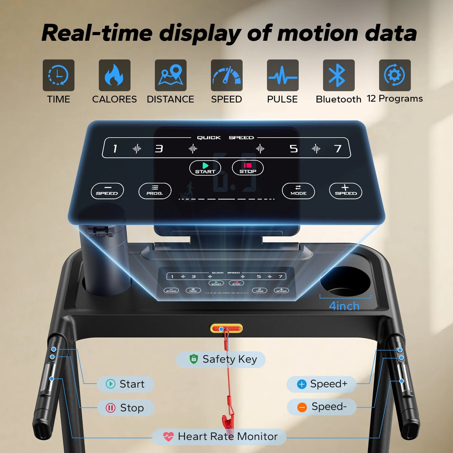 MERACH Foldable Treadmill T12 Incline With Quiet Operation HR Monitor