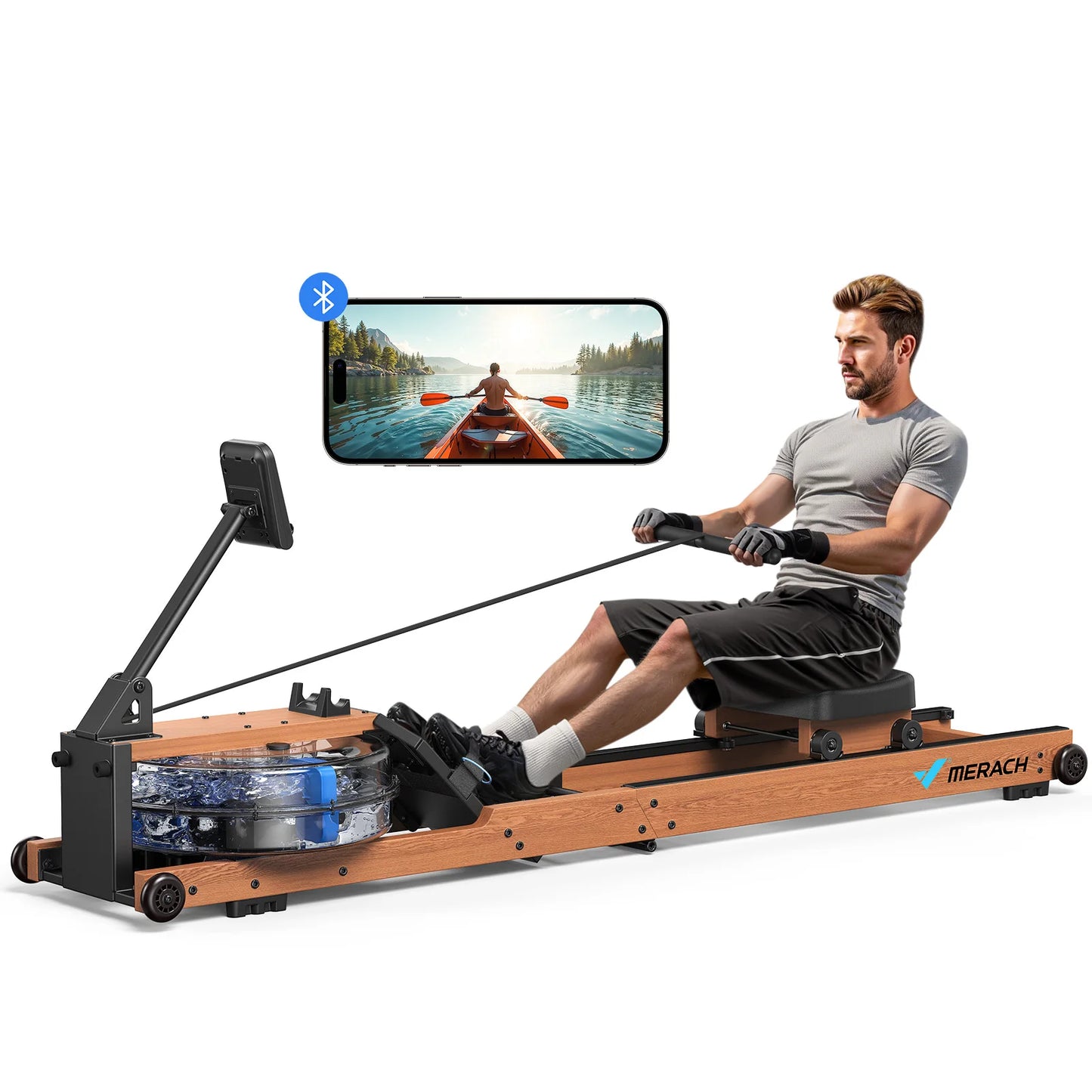 Merach Water Rowing Machine Foldable For Home With 400lbs Capacity
