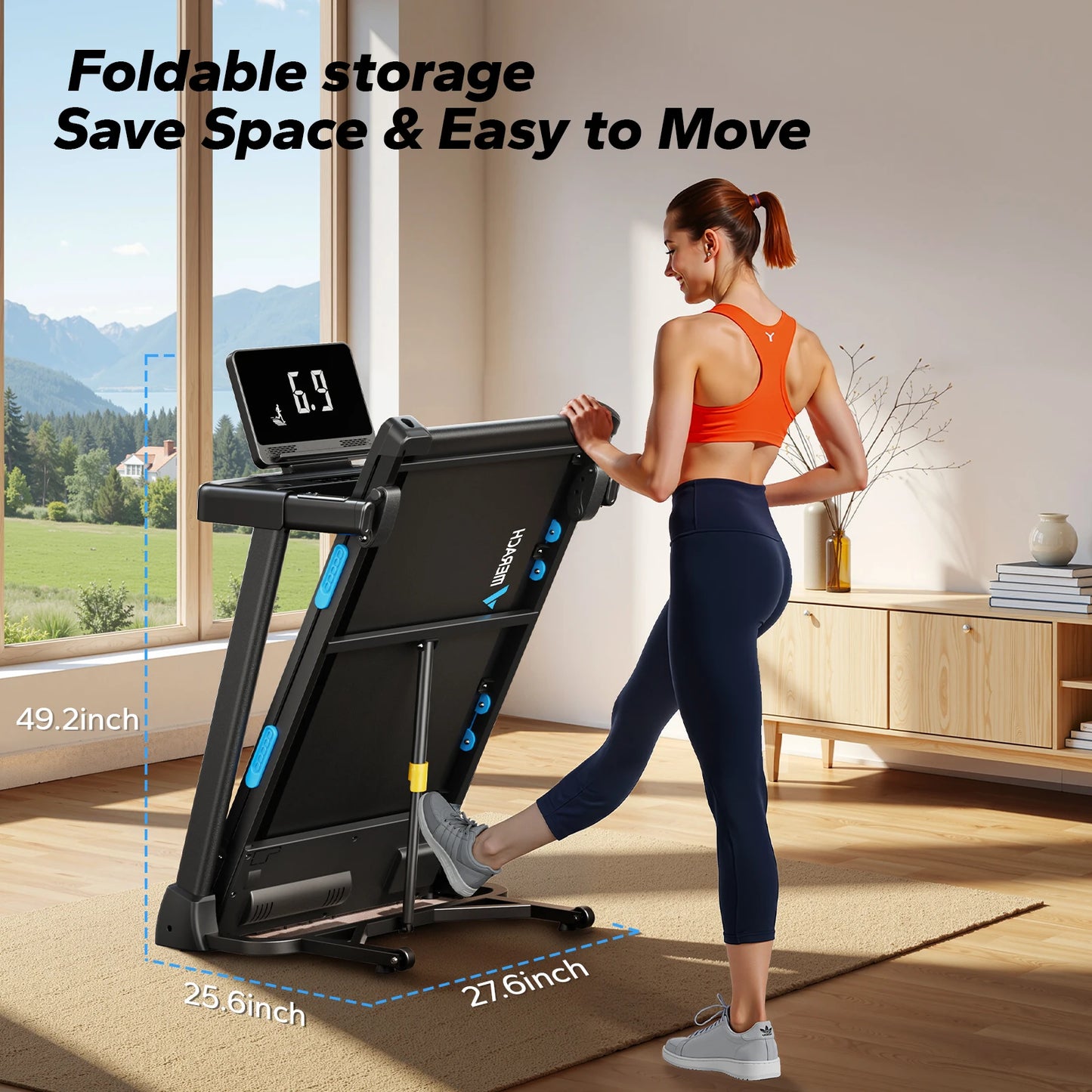 MERACH Foldable Treadmill T12 Incline With Quiet Operation HR Monitor