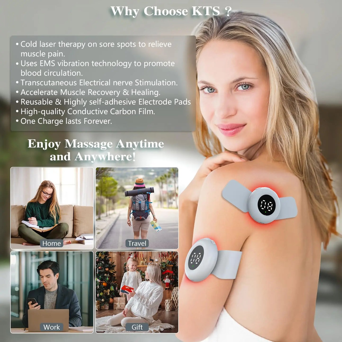 Jitesy Dropshipping TENS EMS Unit Wireless Neck Massager Infrared Therapy