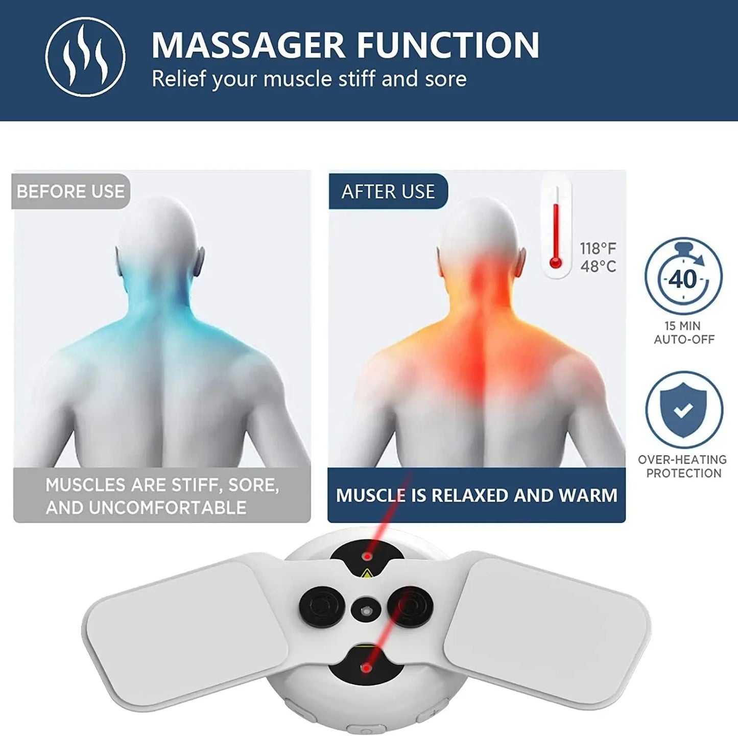 Jitesy Dropshipping TENS EMS Unit Wireless Neck Massager Infrared Therapy