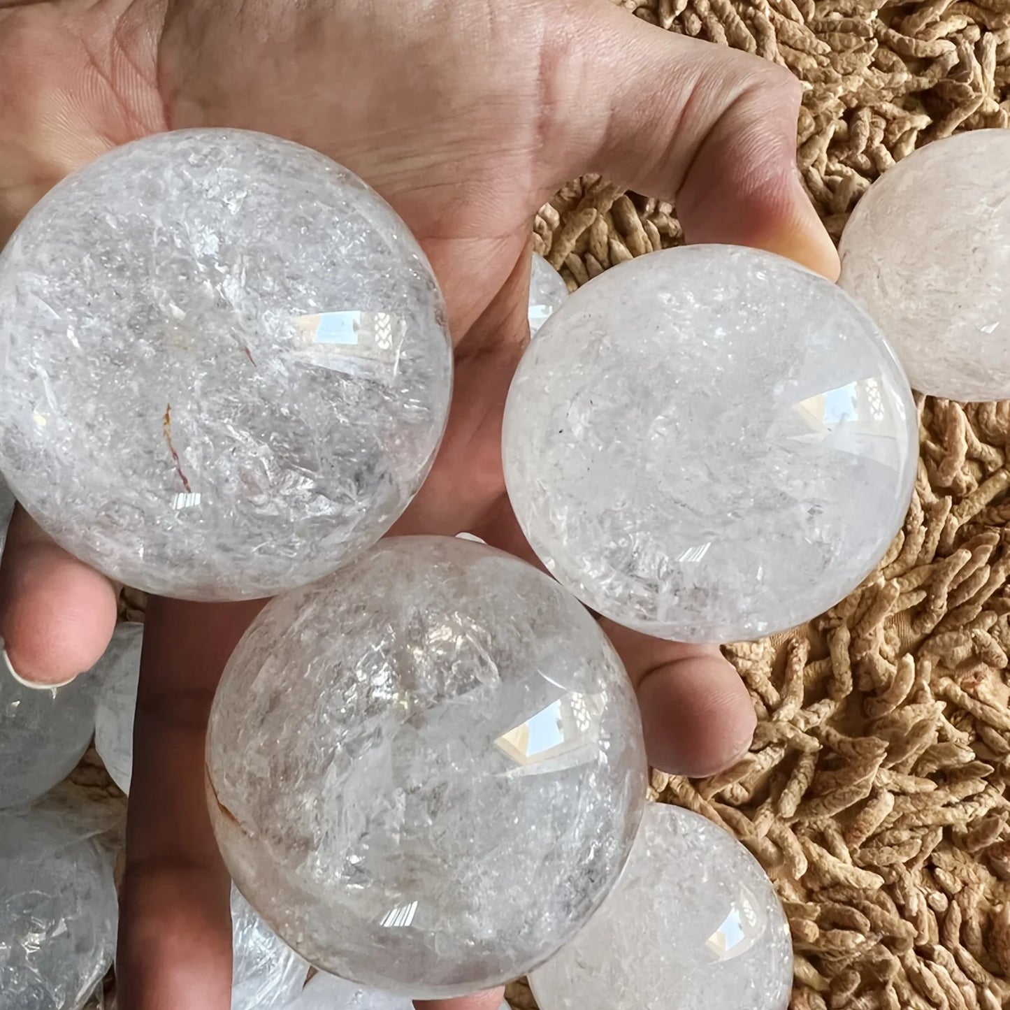 CrystalHola Clear Quartz Sphere Polished Home Decor Gift