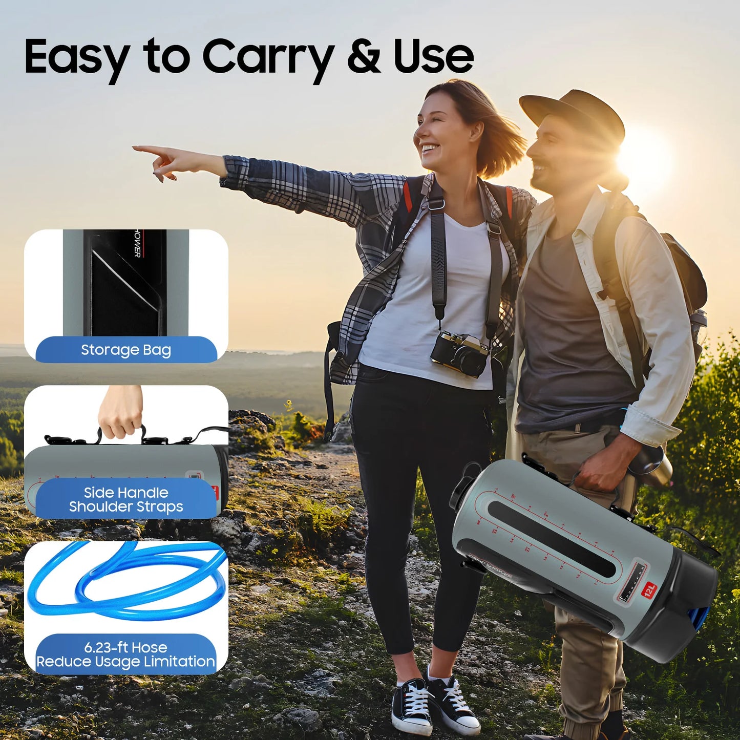 Bymaocar Portable Camping Shower Bag For Outdoor Use