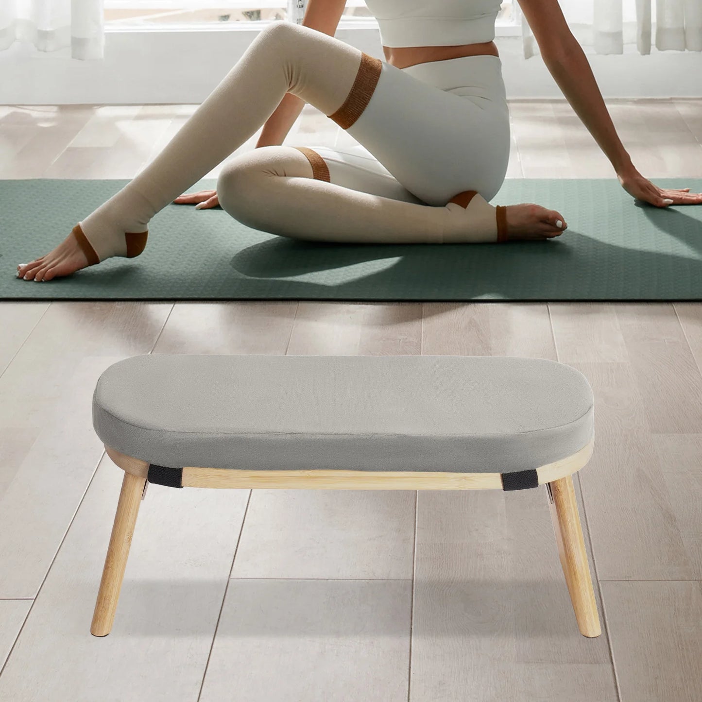 Bymaocar Foldable Kneeling Meditation Bench For Home Yoga