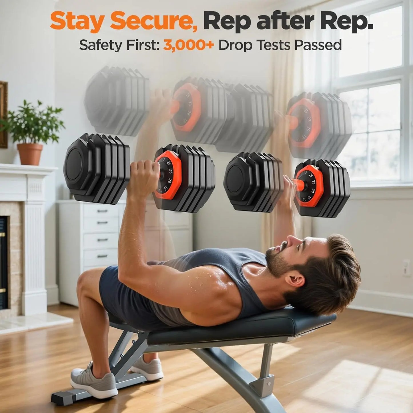 FED Fitness Adjustable Dumbbells Set With Storage Box