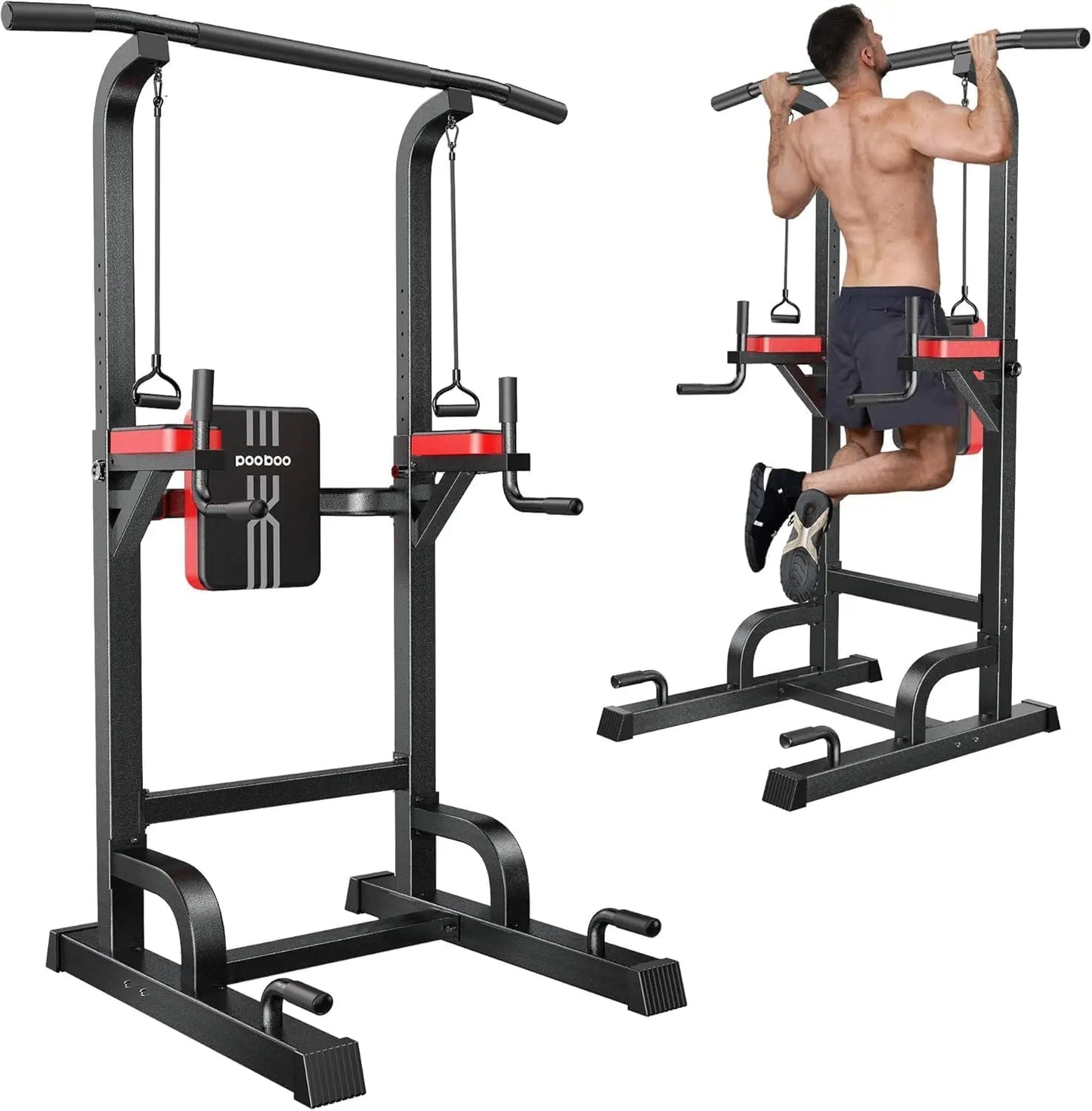 Power Tower Dip Station Adjustable Height Pull Up Bar