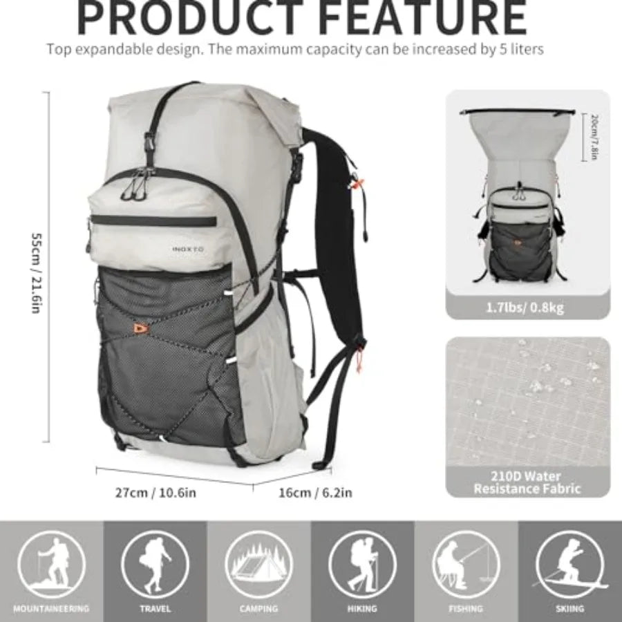 Hiking Backpack Waterproof Unisex With Hydration Bladder And Rain Cover