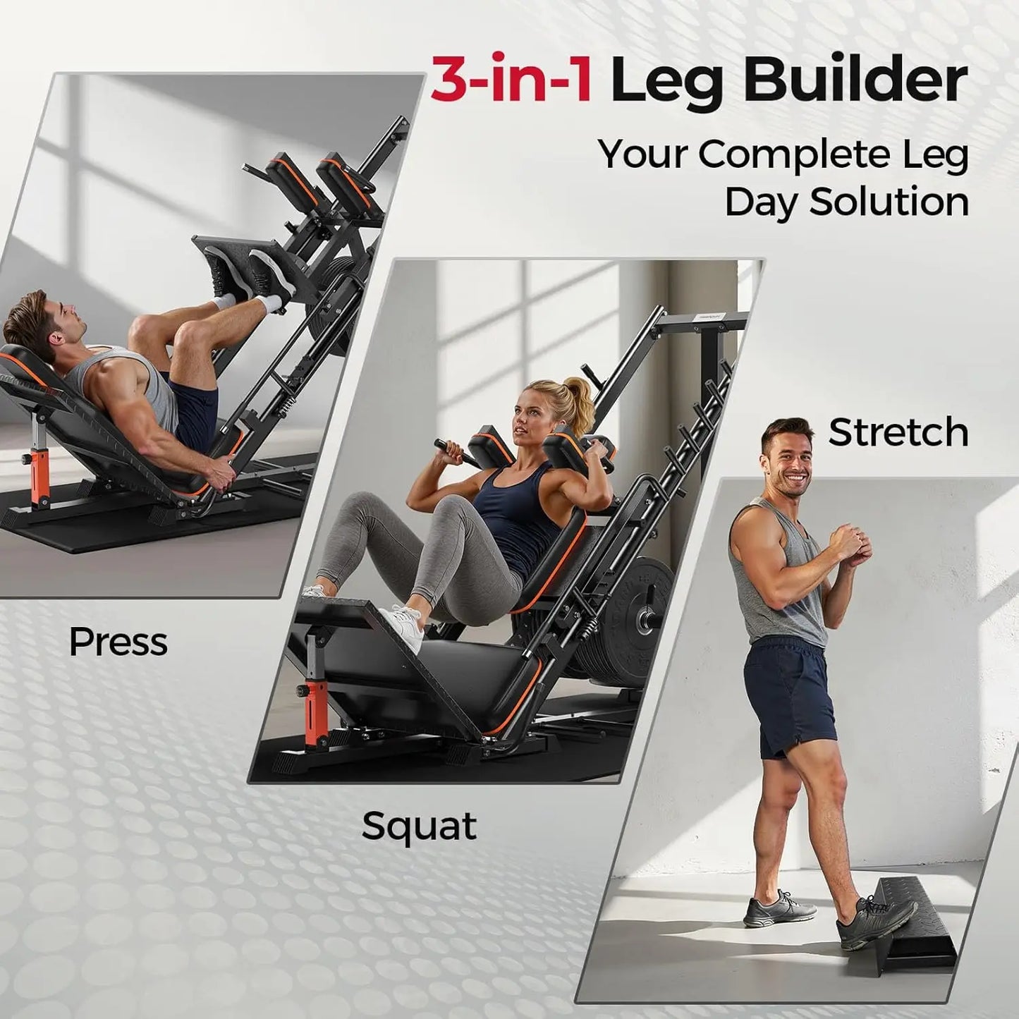 FED Fitness 3 In 1 Leg Press Hack Squat Machine For Home Gym