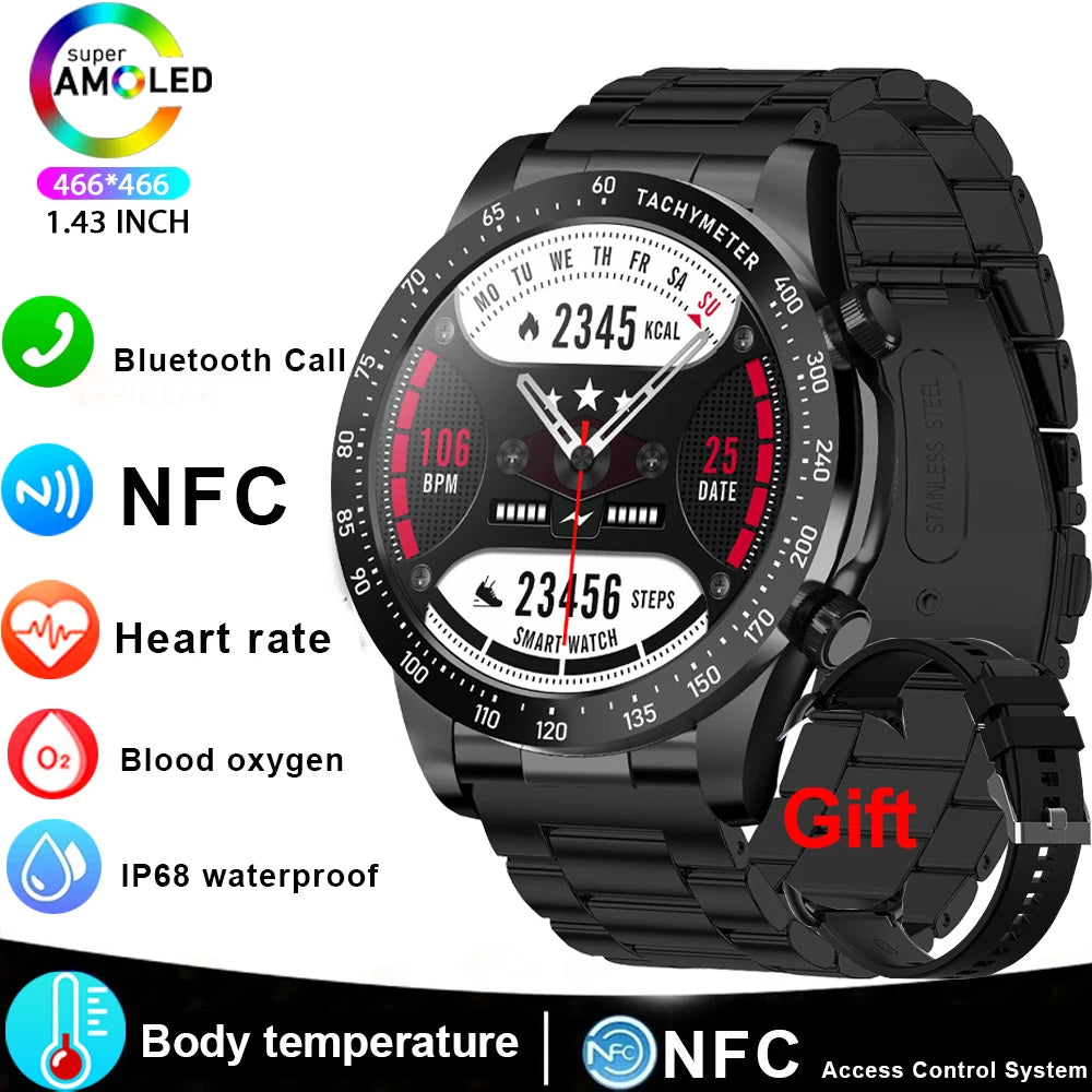 Smart Watch For Men AMOLED Bluetooth Heart Rate Fitness Tracker