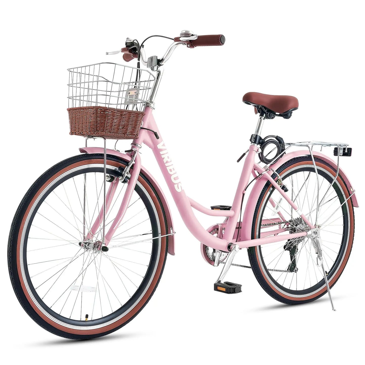 Viribus Womens Cruiser Bike 7 Speed Beach City Commuter Basket