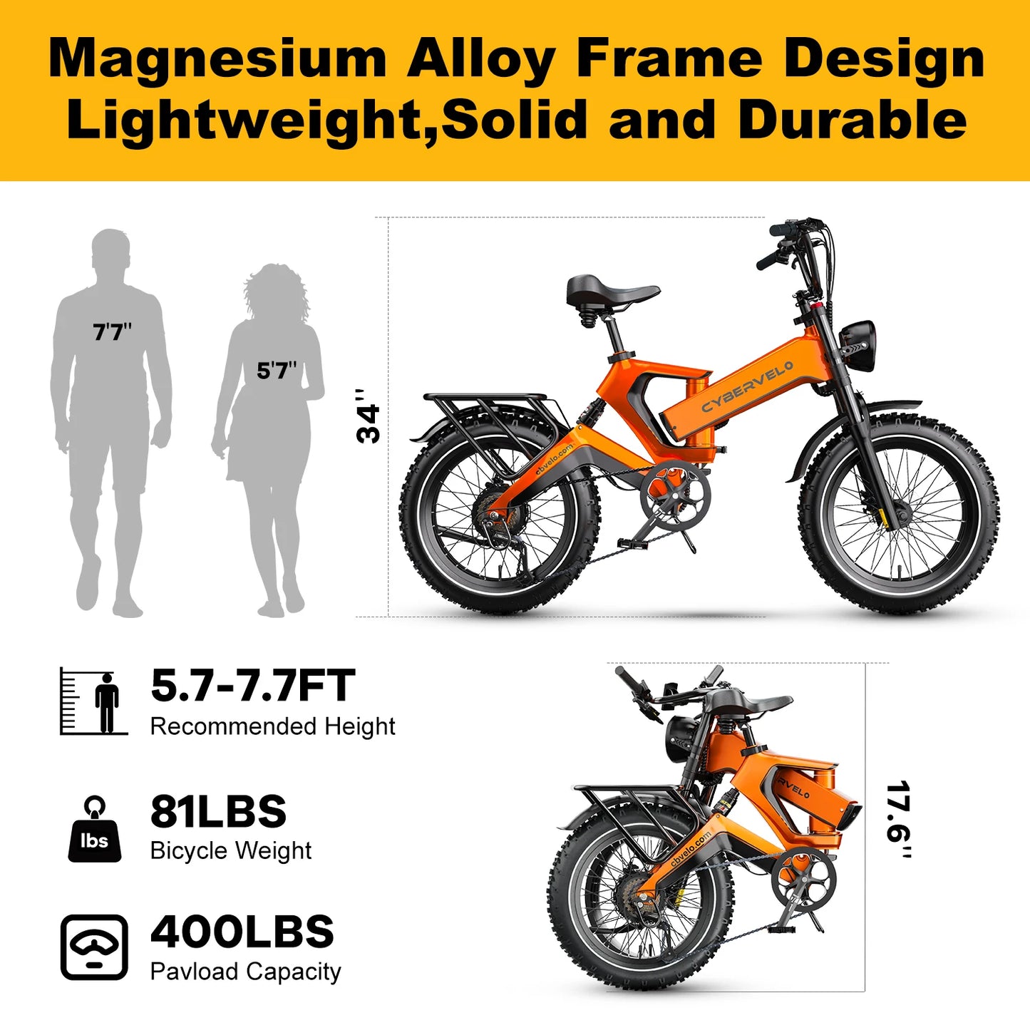 CYBERVELO EK6 Foldable Fat Tire Ebike With 2000W Motor