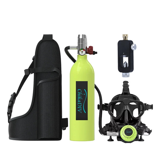 1L Mini Diving Tank 3000 PSI, Portable Underwater Breathing Device with 20 MinutesDive Time, Rechargeable Backup Air Supply