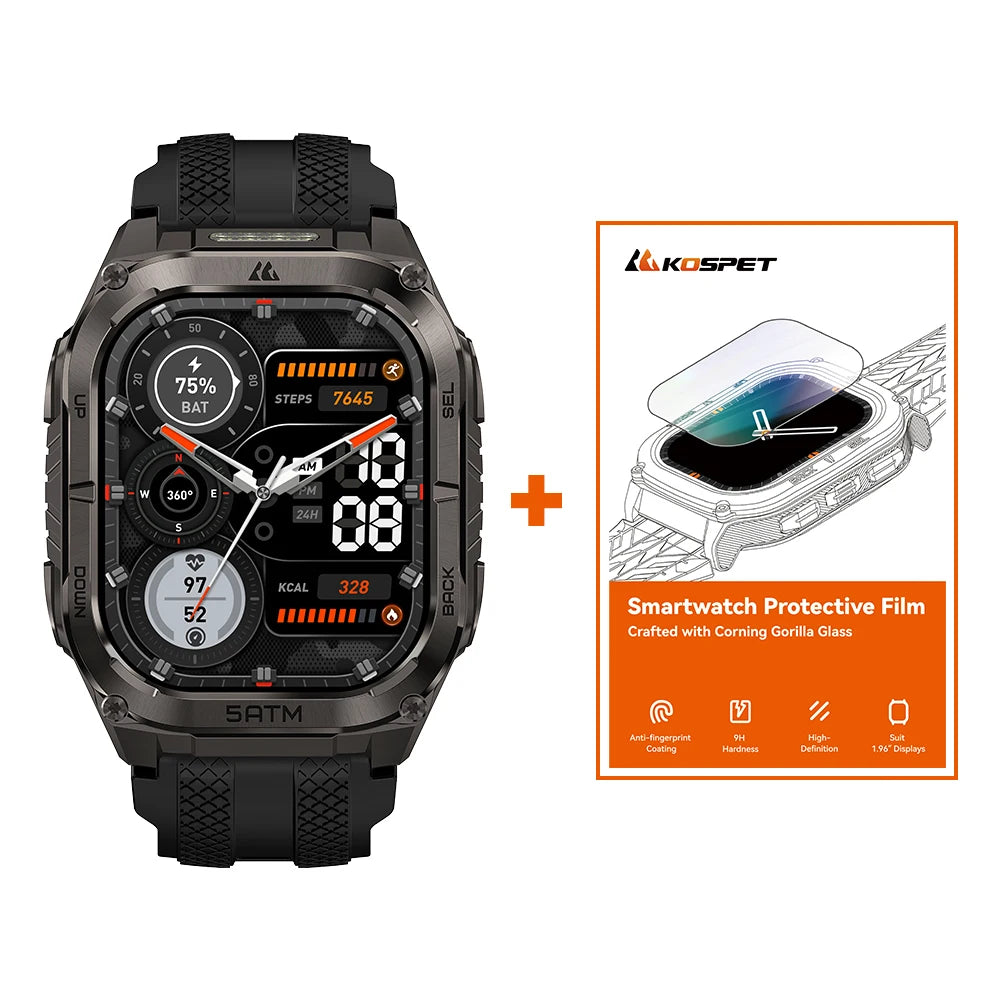 Kospe Tank M4C Rugged GPS Smartwatch For Men Health Tracking
