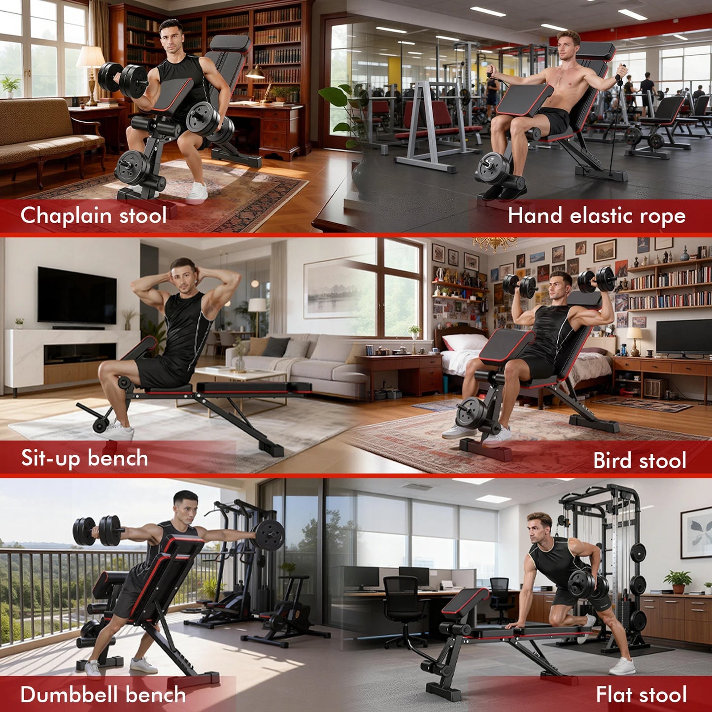7 Level Foldable Weight Bench With Incline Extended Headrest