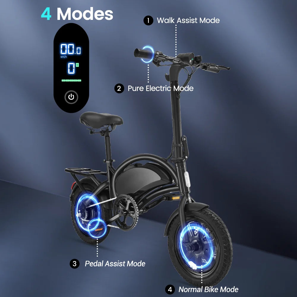 Dyu Foldable Electric Bike For Adults 500W Peak 20 MPH City Commuter
