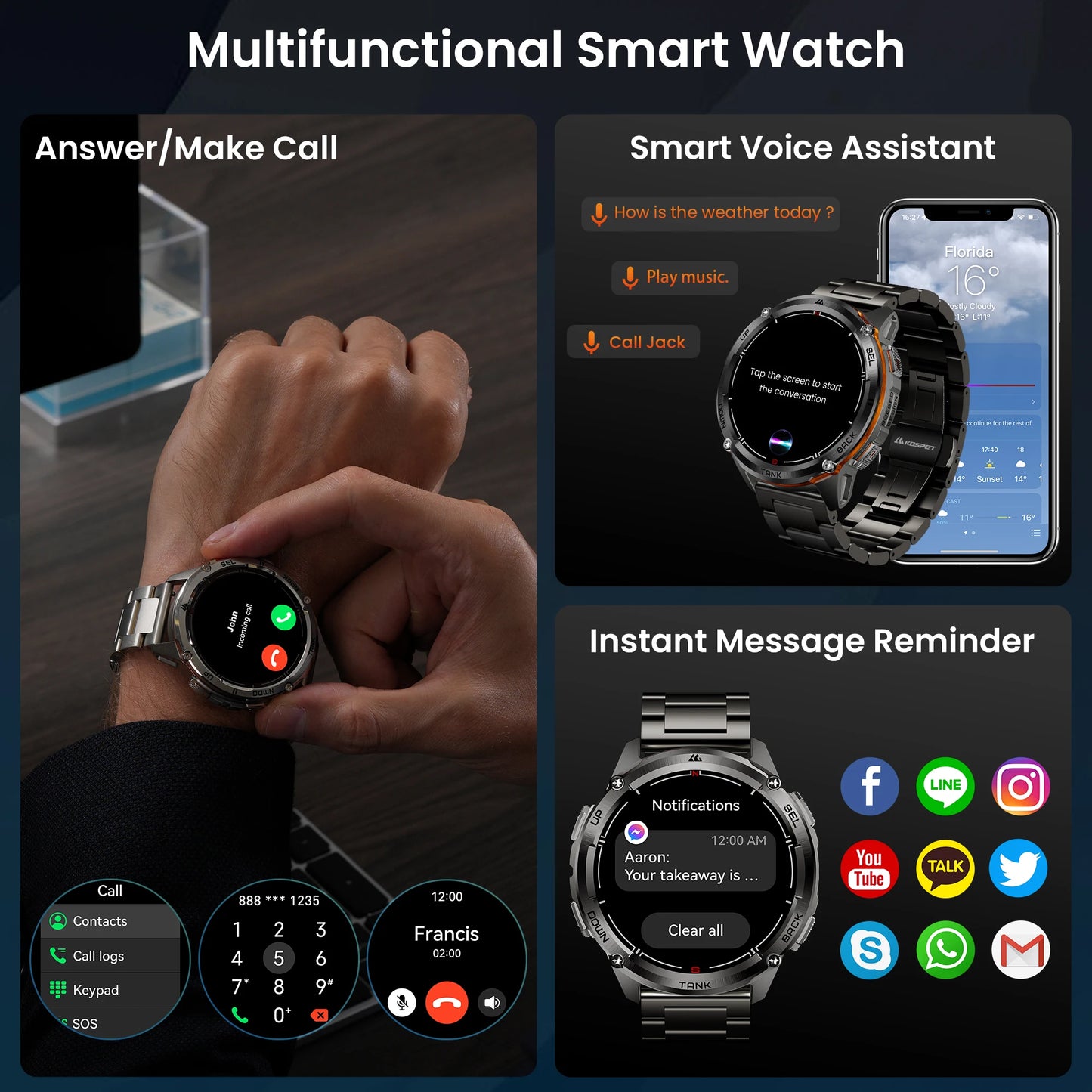 KOSPET Tank T3 Ultra 2 GPS Smartwatch IP69K Waterproof
