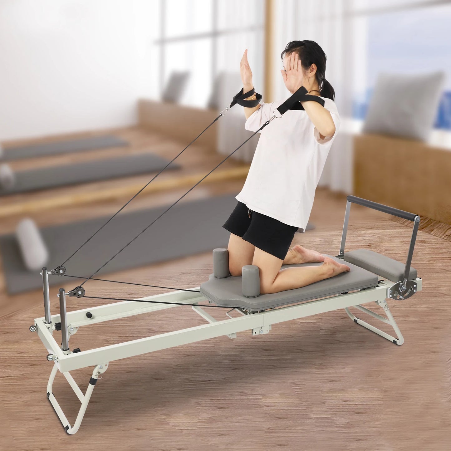 Pilates Reformer Foldable Machine With Dual Resistance Springs And Cords