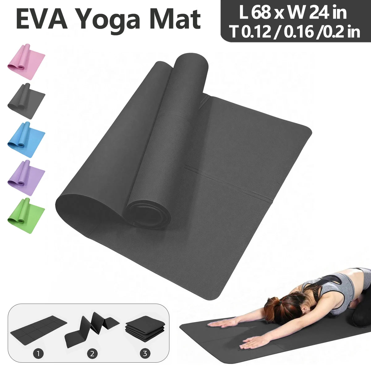 Eco Friendly Foldable Yoga Mat EVA For Travel And Workouts
