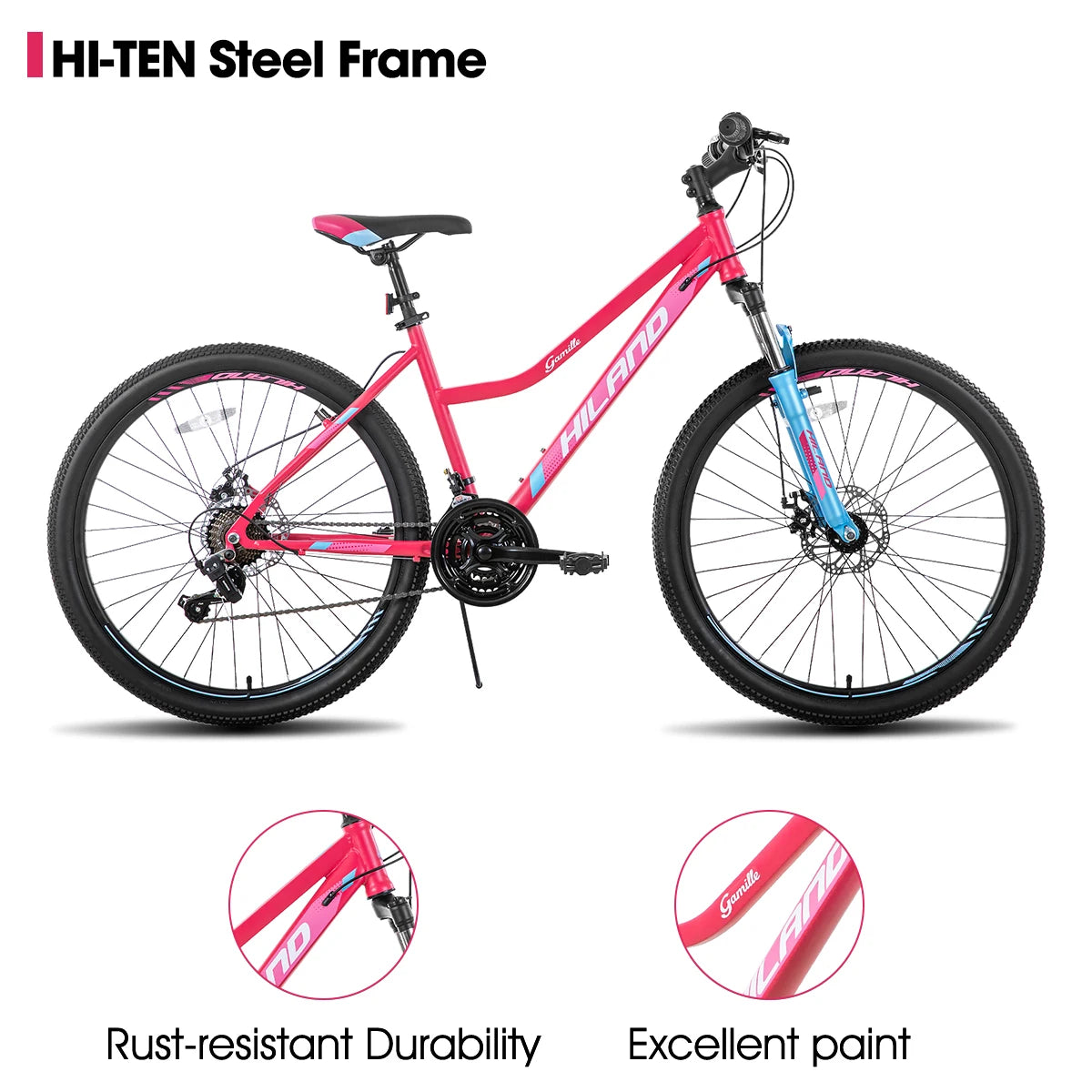 Hiland Womens Mountain Bike With Step-Through Frame Shimano 21-Speed