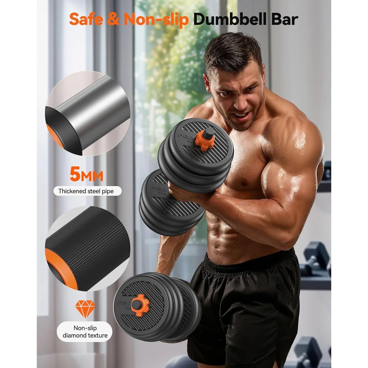 FED Fitness Adjustable Dumbbells Five In One Strength Set