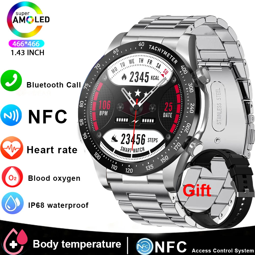 Smart Watch For Men AMOLED Bluetooth Heart Rate Fitness Tracker