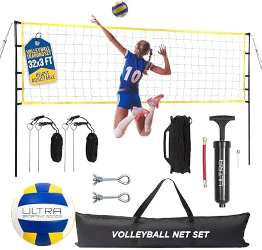 Volleyball Set With Net Poles Ball And Pump For Outdoors