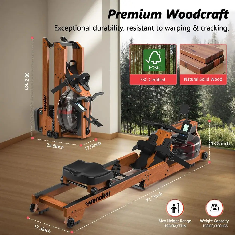 YTYIN Wooden Rowing Machine For Home Use Durable Wood Frame