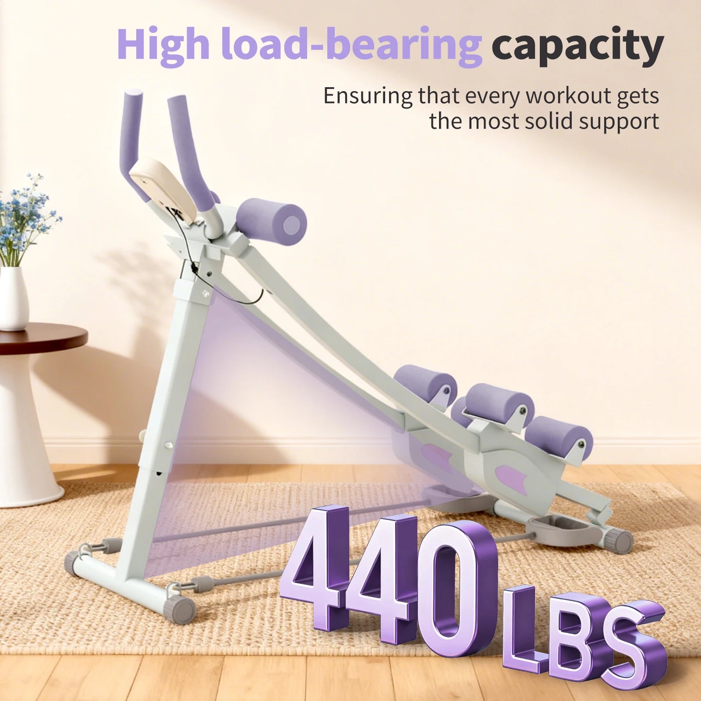 Abdominal Curling Exercise Machine Foldable Dual Track Core Training Home Gym