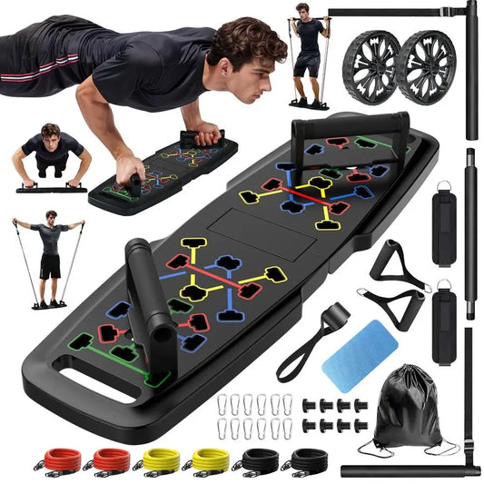 Push Up Board Home Gym With Resistance Bands Ab Roller